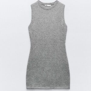 NWT Zara Gray Sleeveless Knit Mini Dress